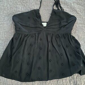 American Eagle Black Halter Top with Tie Straps - Size Medium